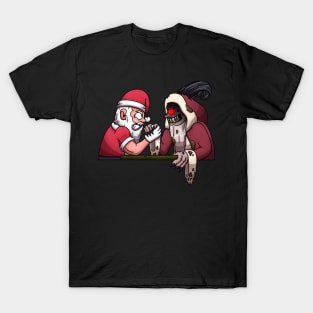 Santa Claus Arm Wrestling With Krampus T-Shirt